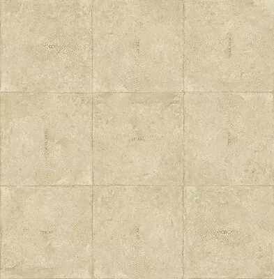 Crackled Tile Wallpaper In Gold By Wallquest Villa Toscana LB30609 • $74.99