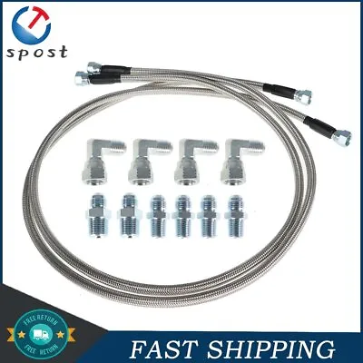 SS Braided Transmission Cooler Hose Lines Fittings TH350 700R4 TH400 52  Length • $34.06