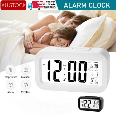 $14.45 • Buy Home Digital Bedside LED Snooze Alarm Clock Time Temperature Day/Night Desktop