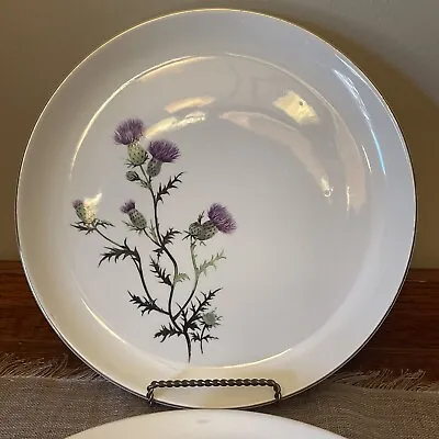 Vtg 22 Karat Gold French Saxon China Purple Thistle 6  Plates USA Set Of 3 • $27.85