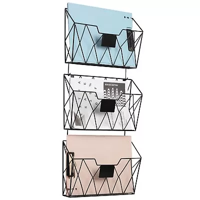 Wall File Organizer For Office Hanging Wall File Holder And Basket Set Of 3 W... • $40.75