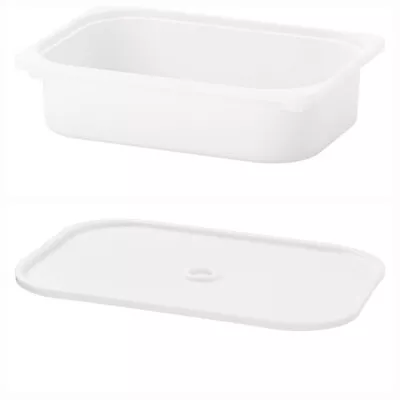 2x Ikea TROFAST Storage Box With Lids Strong Plastic White Kids 42x30x10cm • £20.99