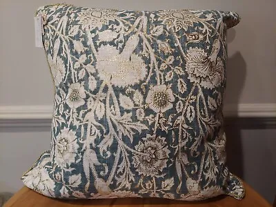 Marlo Lorenz Collection 22×22 Linen Throw Pillow Teal/gold Foil Print NEW! • $20