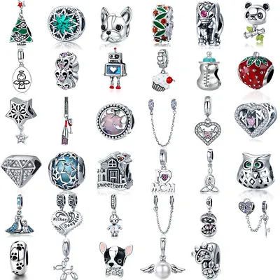 BAMOER Solid 925 Sterling Silver Charm Bead Colorful CZ Fit Bracelets Jewelry • $6.36