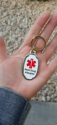 Gold Metal Medical Alert ID Dog Tag Men Women MADE IN USA MULTI DRUG ALLERGIES • $9.99