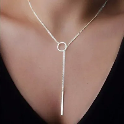 BOHO Gold Silver Tassel Chain Link Pendant Necklace Women Bikini Party Jewelry • $0.85