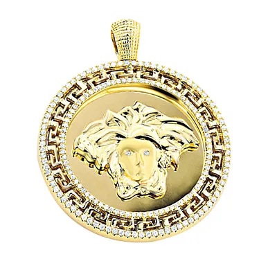 1.86 Ct Round Cut Genuine Simulated Diamond 14K Yellow Gold Plated Men's Pendant • $1555.73