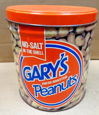 Vtg GARY'S Fresh Roasted PEANUTS No-Salt In The Shell ~ 20 Oz Tin Can • £18.99