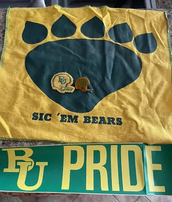 Baylor University Vintage Lot Bumper Sticker -Pin-Patch-Sic Em Bears Towel/Flag • $29