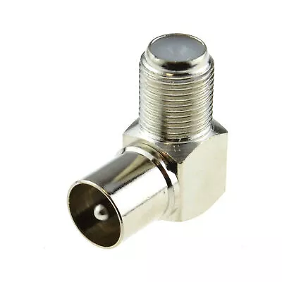 F-Type Female To PAL Male RF Aerial Antenna Plug Right Angle Connector Adaptor • $8.05