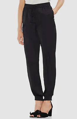 $179 Vince Camuto Women's Black Pull ON Elastic Waist Cuffed Hem Pants Size M • $29.98