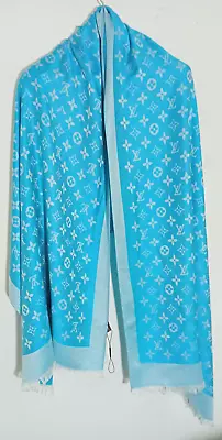 Louis Vuitton Scarf Shawl Wrap LV Monogram Rectangle Stole Cashmere Silk Italy • $159