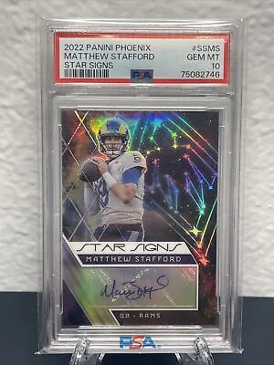 Matthew Stafford 2022 Panini Phoenix Star Signs AUTO SSP Los Angeles Rams PSA 10 • $299.99