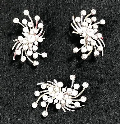 Emmons Jewelry Set Brooch & Earrings Rhinestone Burst - Vintage • $27.99