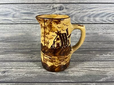 Hand Painted Windmill Medalta Canada Yellow Stoneware Pitcher • $229.99