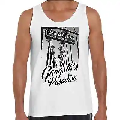 Mens Tank Singlet Gangsta's Paradise Compton Nwa Hip Hop Eazy E Gangster Rap • $28.95