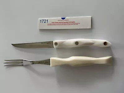 Set Of 2 CUTCO Pearl White 1721 KS Trimmer / Steak Knife & 1726 JI Turning Fork • $59.99