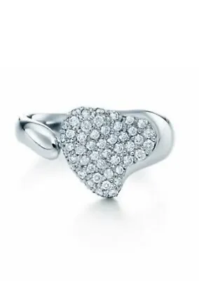 $9200 Tiffany & Co. Elsa Peretti Pave Heart Full Diamond Open Wrap Ring 6 • $3295