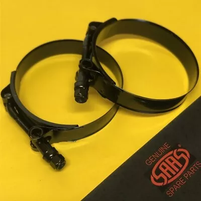 3.25  88-96 Mm T Bolt Clamps X 2 Black Stainless Steel Turbo Pipe Heavy Duty • $23.66