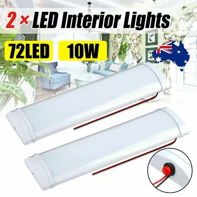 2X 12V 10W 72 LED Interior Lights Strip Bar Car Van Bus Caravan ON/OFF Switch  • $18.98