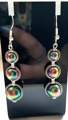 Rainbow Hematite Multicoloured Beaded Earrings 5.5cm Drop E93 • £3.99