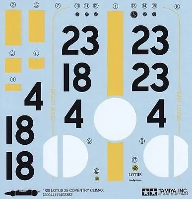 Tamiya's Decals For1/20 LOTUS 25 COVENTRY CLIMAX F1. Item20044 From JAPAN • £13.50