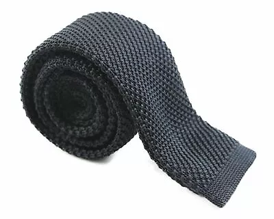 Mens Knitted Skinny Tie Mens Wedding Formal Ties Black White Red Navy Brown • $4.63