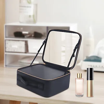 Vanity Case W/ Mirror Make Up Box Travel Zipper Beauty Cosmetic Storage Cases • £23.99