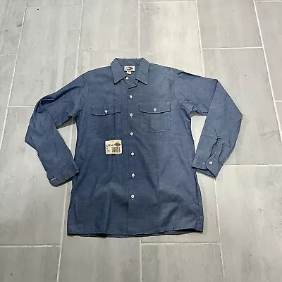 $25 • Buy VTG Dickies Shirt Mens Blue Chambray Work Classic Long Sleeve Casual 15-15.5 USA