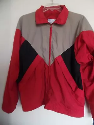 Pacific Coast Red Beige Black Wind Breaker Vintage Jacket Sz Large • $16.19