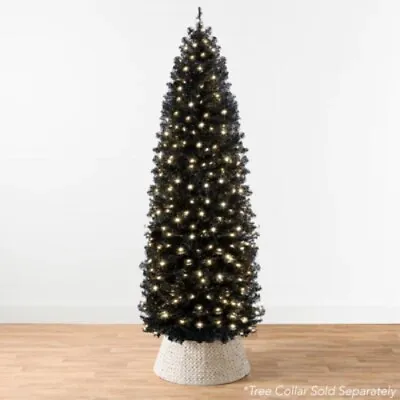 9Ft Pre-Lit Black Pencil Christmas Tree Slim Artificial Skinny Holiday Tree  • $90