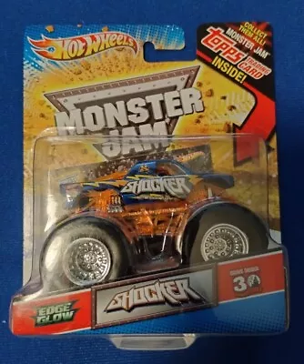$1.99 • Buy 2012 Hotwheels Shocker Edge Glow Monster Jam W/ Topps Card 