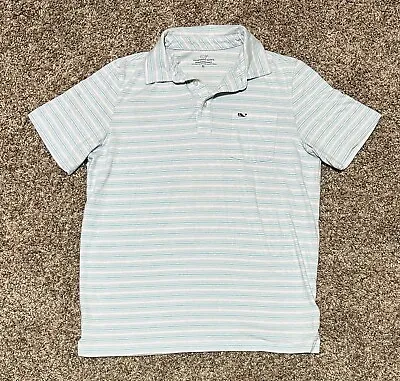 Vineyard Vines Size Youth XL Polo Shirt Teal Blue White Collar Short Sleeve Boys • $12.50