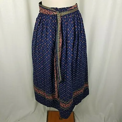 Vintage Vera Bradley Regency Blue Paisley Hippie Boho Maxi Skirt Womens M 80s • $67.99