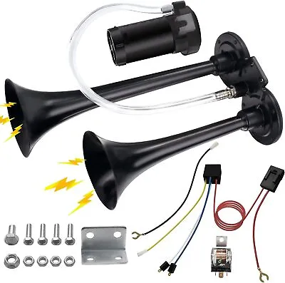 12V/24V Truck Air Horn 150DB Dual Trumpet Horns Kit Universal For Car Train Boat • $23.99