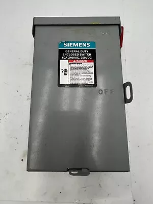 Siemens Outdoor Safety Switch 60 Amp 2-Pole 3-Wire 240V Fusible On/Off Switch • $62.81