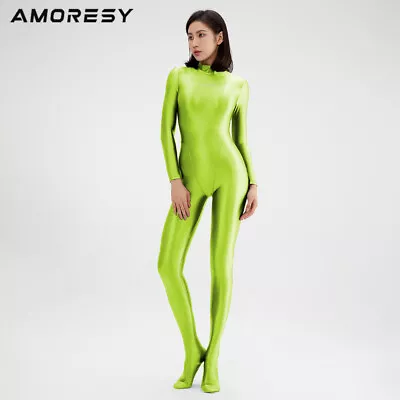 AMORESY Women's Shiny Jumpsuits Overall Leotard Bodysuit Catsuit Zentai Tights • $37.60