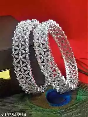 Indian Bollywood Silver Plated Cubic Zirconia American Diamond Bangle Jewelry • $14.45