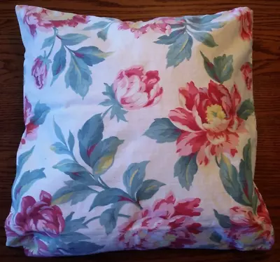 VTG BARKCLOTH ERA FABRIC 1940s 50s COTTAGE PEONY FLORAL Laundry Bag. Pillowcase. • $39.75