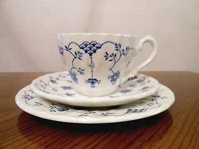 MYOTT Staffordshire England FINLANDIA Blue & White Trio Cup/Saucer/Dessert Plate • $9.99