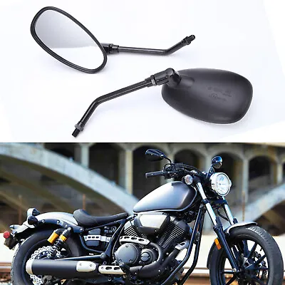 2x Motorcycle Side Mirrors Rearview Black Oval For Yamaha Bolt Star V-Star 1100 • $28.50