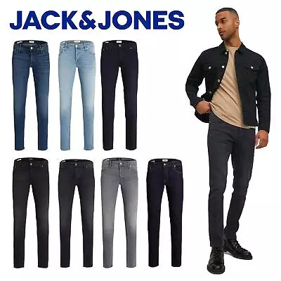 Jack & Jones Mens Denim Jeans Slim Fit Stretch Blue Pants • £24.99