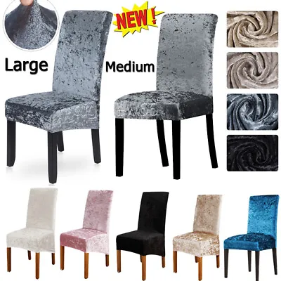 £5.91 • Buy Crushed Velvet Dining Chair Covers Stretchable Protective Slipcover Xmas Decor