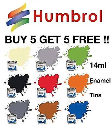 HUMBROL Enamel Model Paints 14ml Tins BUY 5 GET 5 FREE !!!!!! Enamel Model Paint • £7.99