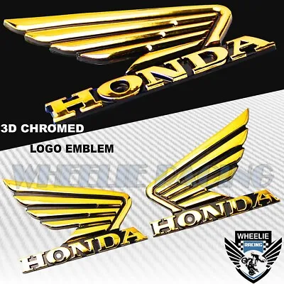 $17.88 • Buy 3.5  3d Abs Black&chrome Gold Honda Wing Logo Decal Emblem Tank/fender Sticker