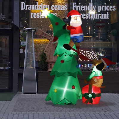 £49.95 • Buy Inflatable 7FT LED Dog Chase Santa Christmas Tree Outdoor Decoration Ornaments