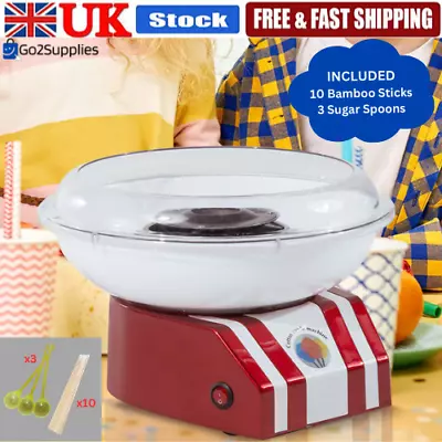 Candy Floss Machine Maker Pro Cotton Candy Making Electric + Sugar & Sticks UK • £7.99