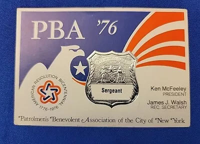 1976 SGT PBA Patrolmans Benevolent Assoc. Card NYPD New York City Police Vintage • $19.99