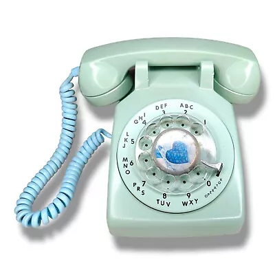 Vintage Teal Blue Turquoise Rotary Dial Telephone MCM ITT Phone Retro Stage Prop • $96.74