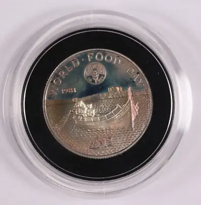 1981 Malta 2 Pounds Silver Proof Coin World Food Day - Fishing Boat TONED! • $49.95